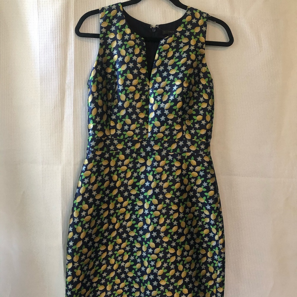 J Crew Navy Sheath Dress with Lemons  NWT